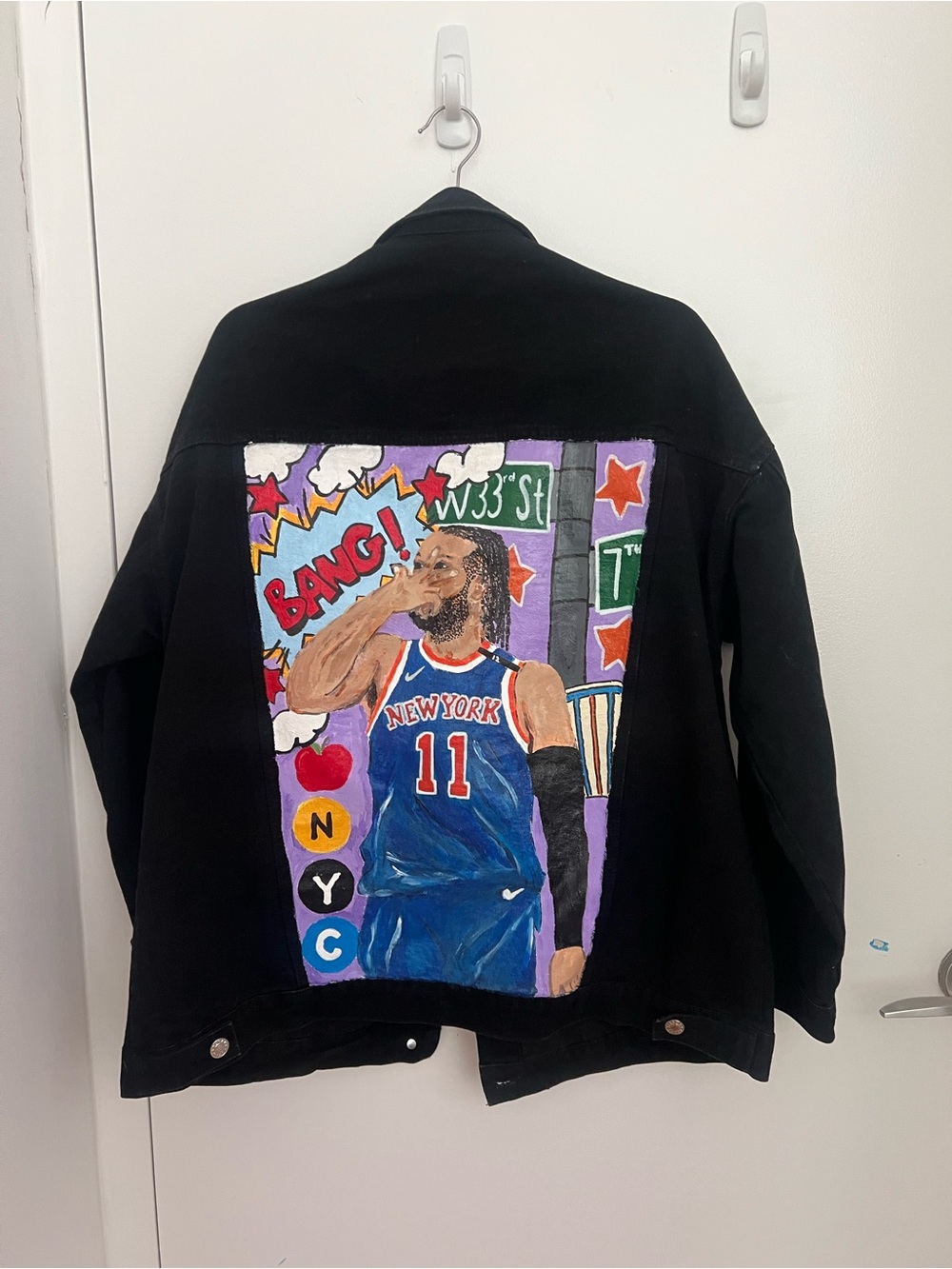 Hand painted Jalen Brunson New York Knicks Denim Jacket